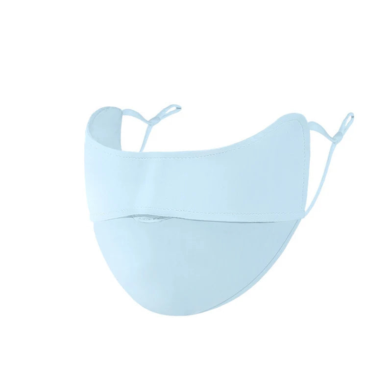 Ice Silk Sunscreen Mask Women Outdoor Cycling Hiking Sun Protective Face Mask Adjustable Breathable Cool Anti-UV Sun Face Cover