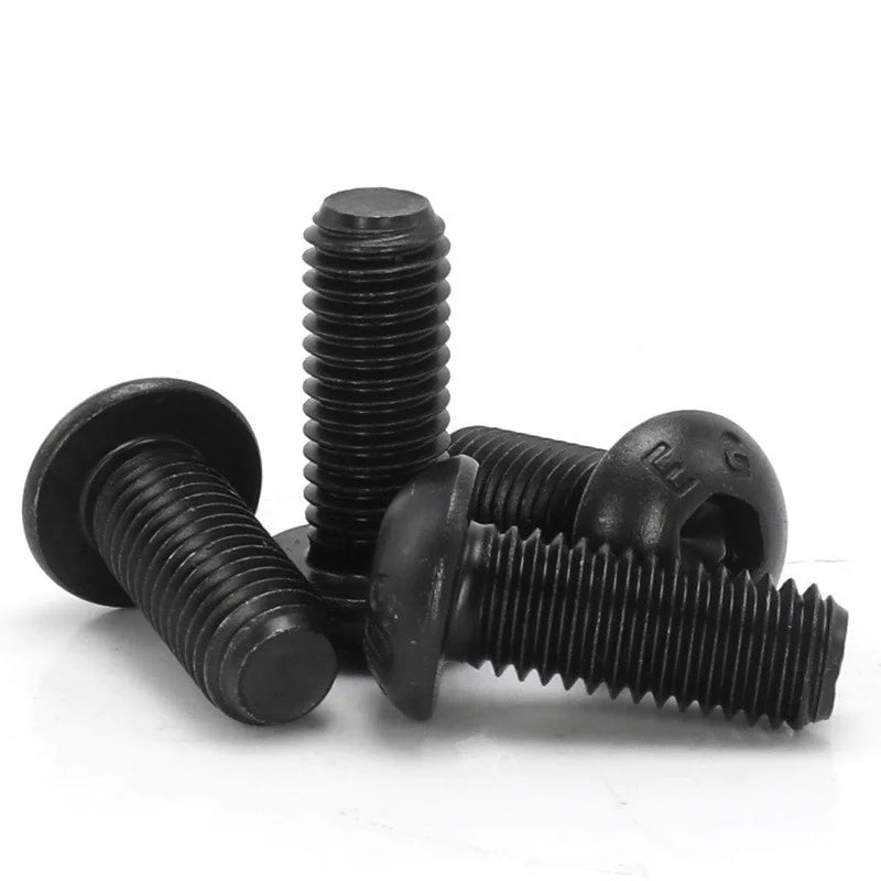 10/20/50pcs M3 M4 M5 M6 M8 M10 M12 Black Grade 10.9 Steel ISO7380 Hexagon Hex Socket Head Button Mushroom Allen Bolt Screw