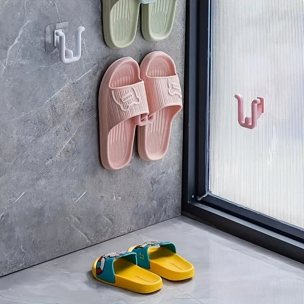 1/2pcs Colorful Self-Adhesive Shoe Racks,Wall-Mounted,with Hooks, for Bathroom,Bedroom Decoration,Easy Installation,Utility Hook