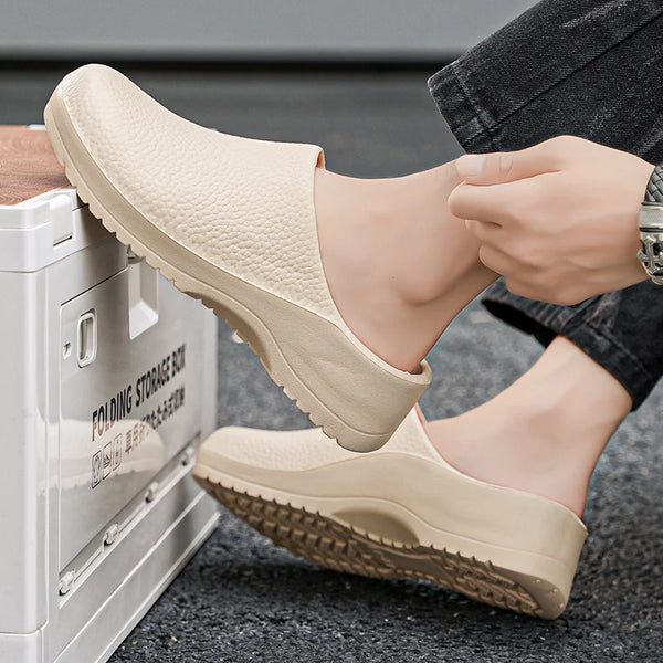 Hotel kitchen non-slip oil-resistant Chef's shoes Casual flat work safe Men's shoes Breathable comfort couple plus size slippers