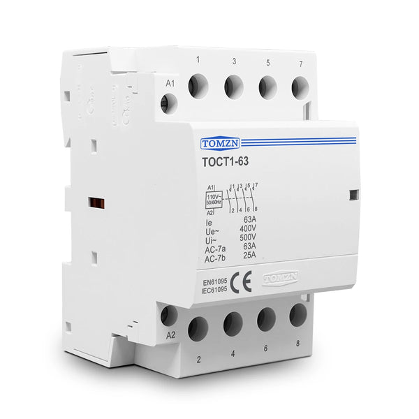 TOCT1 4P 63A 110V COIL 400V~ 50/60HZ Din Rail Household AC Modular Contactor 4NO or 2NO 2NC Contactors