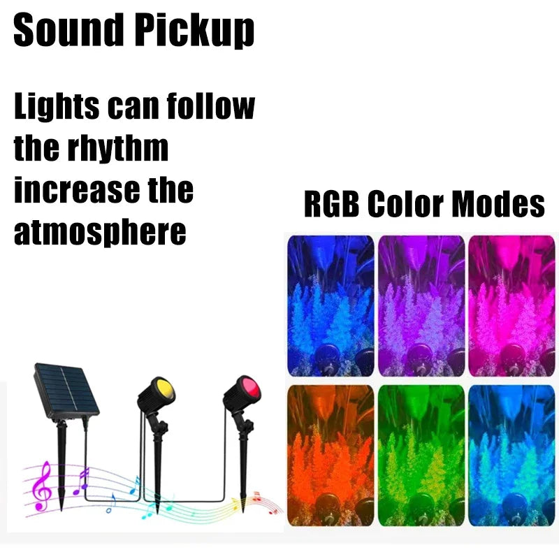 2/4/6 Lights RGB Solar Spotlight IP65 Waterproof Solar Light Outdoor Garden Light APP Control Christmas Halloween Party Decor
