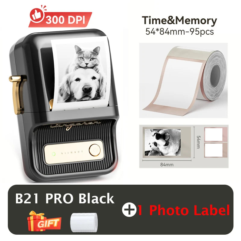 Niimbot B21 Pro 300DPI HD Printing Portable Thermal Printer Self-adhesive Label Printer Sticker Maker For Photos Receipts Note