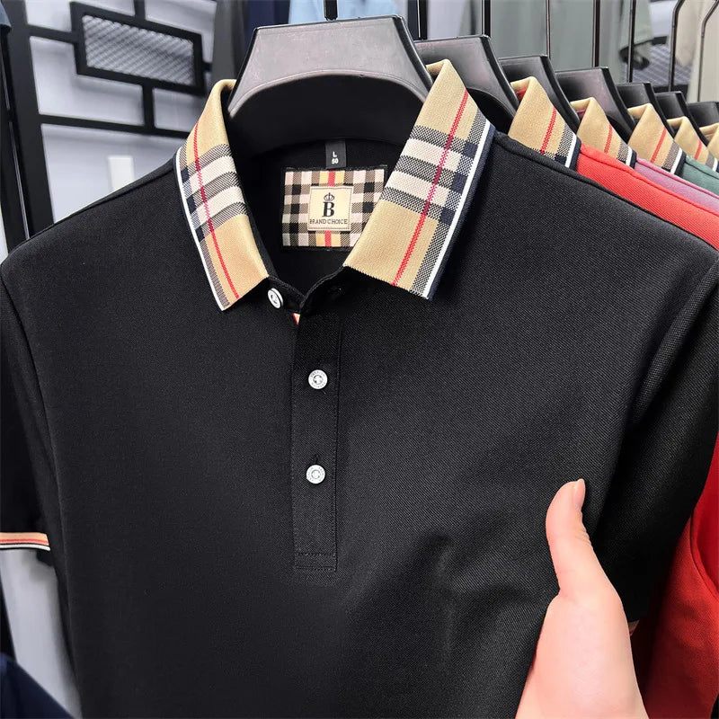 Luxury Brand Man Short-Sleeved Polo Shirt Lapel Button Spring Hot Polo Shirt Business Casual Clean Wrinkle-Resistant Men's Wear