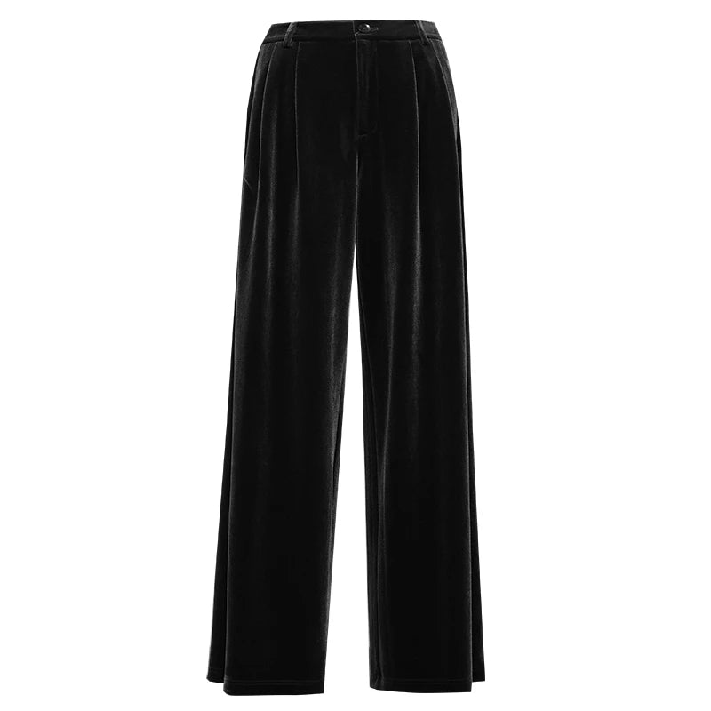Amii Wide Leg Women's Pants 2026 Autumn New Velvet Casual Flowy Pants Loose Fit Soft Elegant Daily Trousers For Woman 12623112