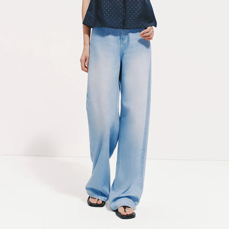 Semir Women Pants Denim Cool Feeling Antibacterial Wide Leg Leg Lengthening Trendy Floor Length 2026 Summer Top