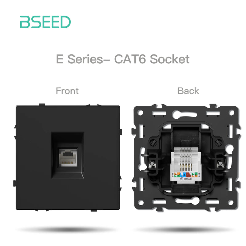 BSEED 1/2Gang Wall Light Switch USB Type-C Socket Module Part Internet TV Telephone Socket Part Plastic Frame Free Combination