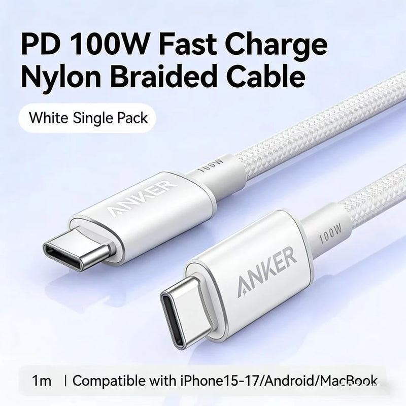 ខ្សែសាក ANKER សម្រាប់ Apple 17/16/15 Pro Max ខ្សែសាកទិន្នន័យប្រភេទ C ពីរ 100W / 140W សាកលឿនខ្លាំង