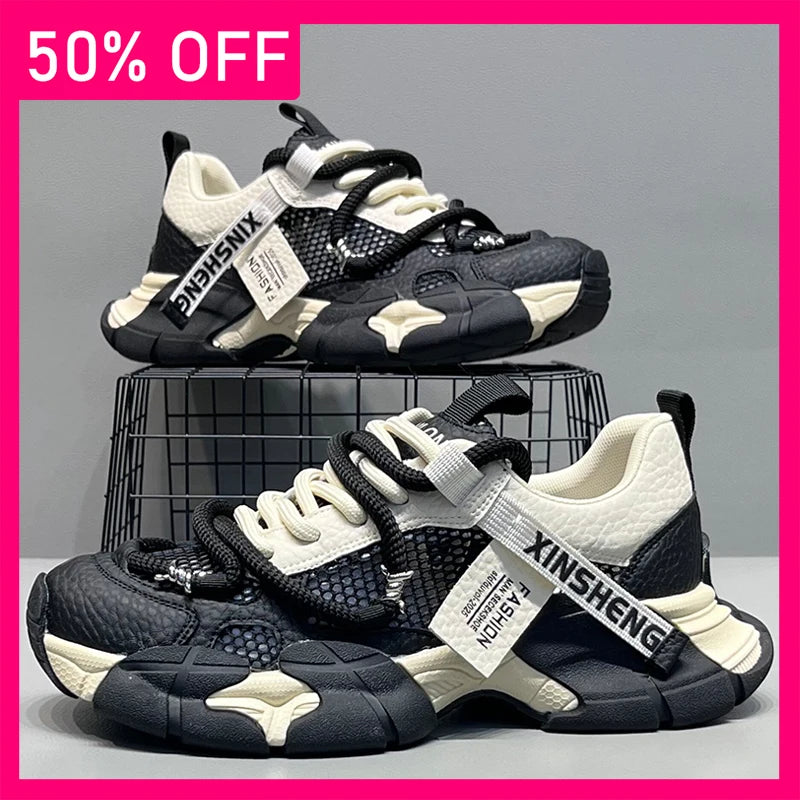 Men Sports Shoes Summer New Soft Sole Rebound Trend Mesh Breathable Versatile Street Running Anti Slip Tennis Shoes for Men