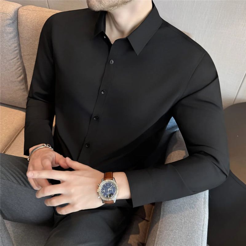 Spring New Arrival Modal Cotton Men's Long-Sleeve Shirt, Asian Fit Slim-Fit Shirts, Suitable for Weddings/Business/Office Wear.