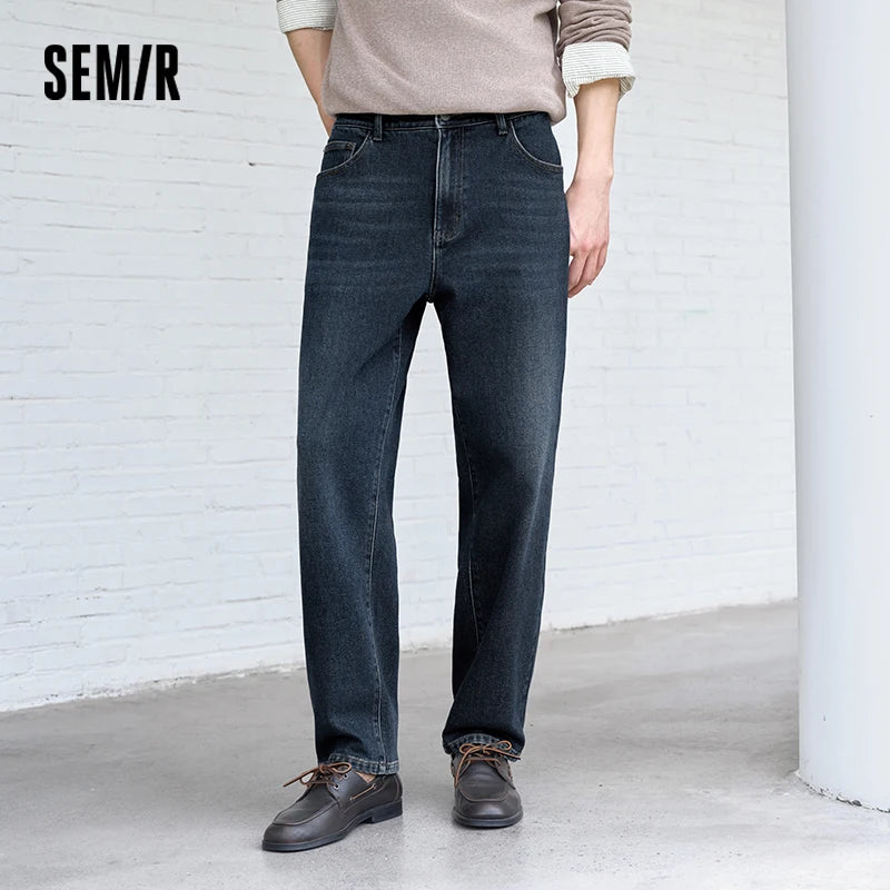 Semir Men Denim Jeans Soft Touch Brushed Fabric Regular Fit Straight Leg 2026 New Winter Daily Wear Urban Casual Style