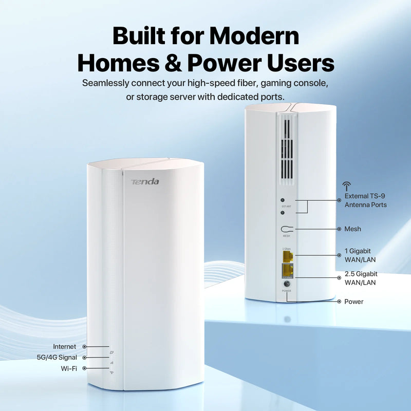 រ៉ោតទ័រស៊ីម Tenda 5G CPE AX3000 Wi-Fi 6 ម៉ូដឹម CPE ឥតខ្សែ WiFi Hotspot 5G/4G/3G ពហុរបៀប 2.4Ghz 5Ghz រ៉ោតទ័រអ៊ីនធឺណិតនៅផ្ទះ Mesh