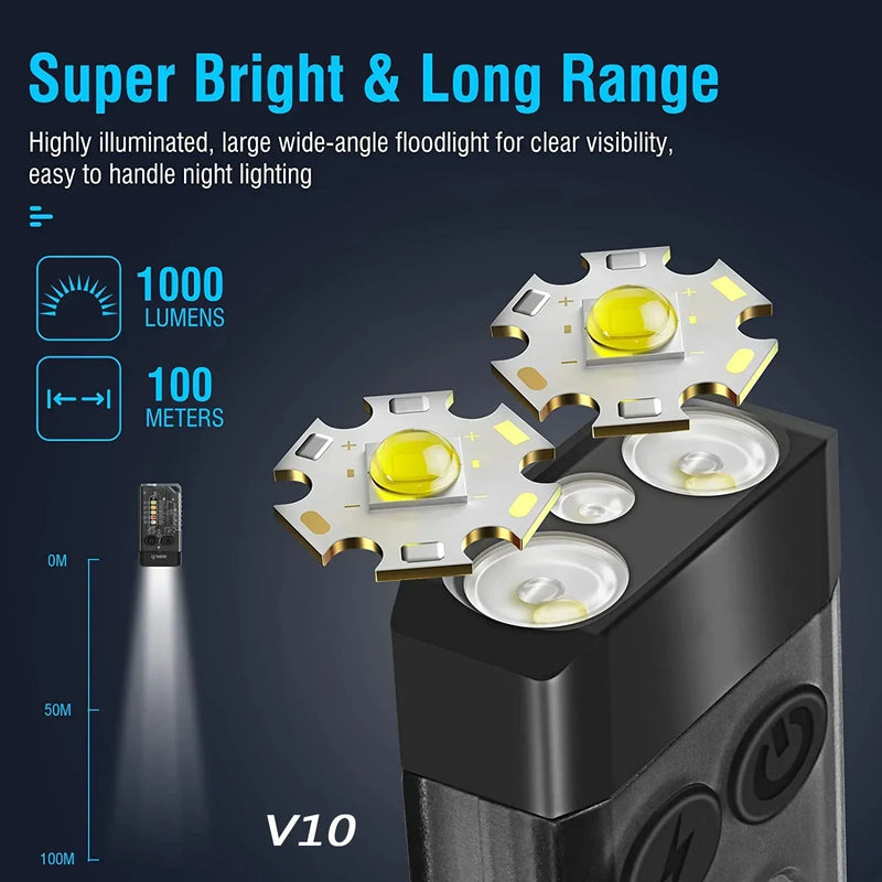 ភ្លើងពិល EDC V3/V10 ភ្លើងសោរប្រភេទ C អាចសាកបាន ភ្លើងពិលតូចភ្លឺខ្លាំង ជាមួយមេដែក UV សម្រាប់បោះតង់ ចង្កៀងហោប៉ៅ