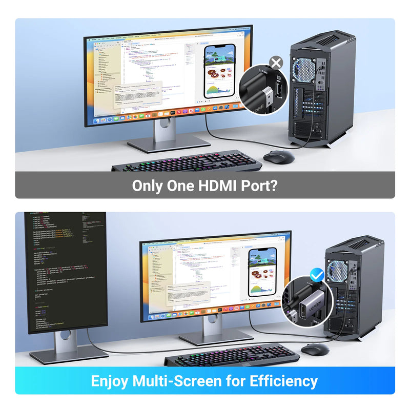 UGREEN 4K DisplayPort to HDMI 4-Pack Adapter Unidirectional Display Port 1.2 to HDMI 1.4 Male to Female Converter Aluminum Adapt