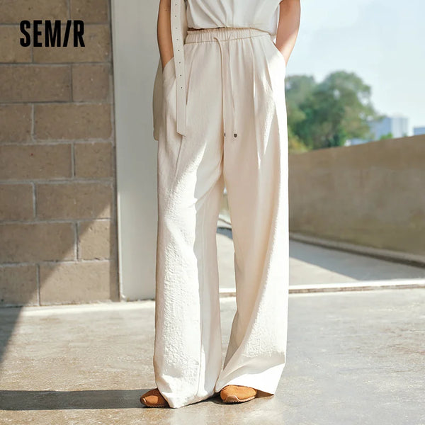 ខោ Semir សម្រាប់នារី ជើងធំទូលាយ មានលំនាំចរ រដូវក្តៅ ឆ្នាំ២០២៦ ខោបែបសាមញ្ញ ស្លៀកបានច្រើនម៉ូដ