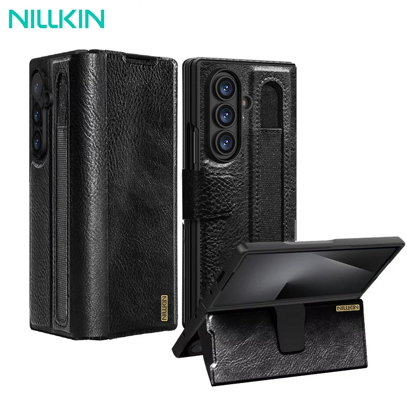 Nillkin For Samsung Galaxy Z Fold 7 5G Case Aoge Vintage Leather Case Card Pocket Book Cover For Galaxy Z Fold 7 With S-Pen Slot