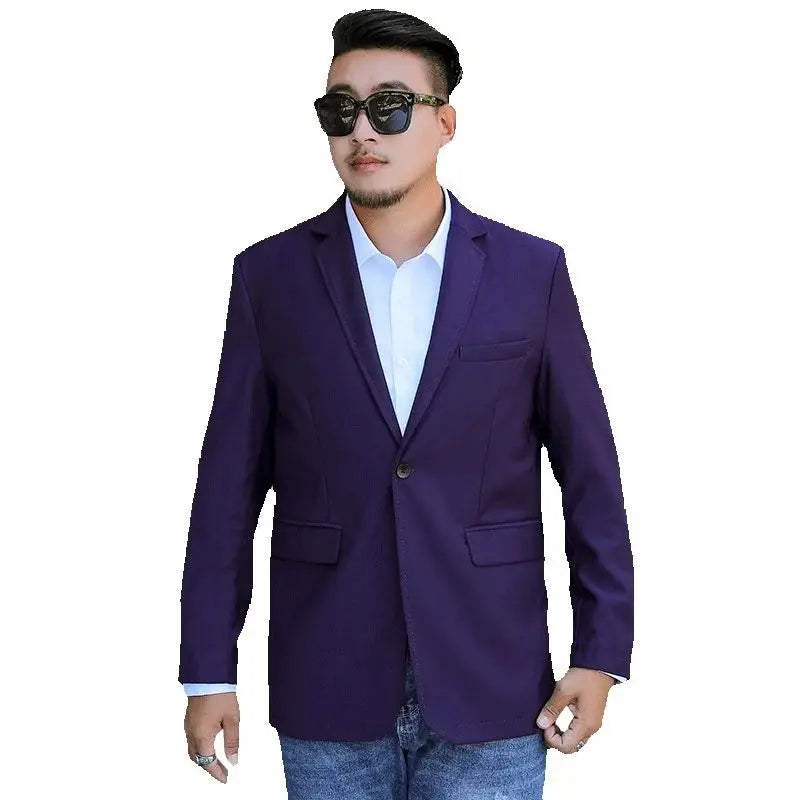 Asian Size Men's Suit Jacket, Single Breasted V-Neck Coat, Business Casual Office Blazer, Purple Blue Gray Black 5XL 6XL 7XL 8XL