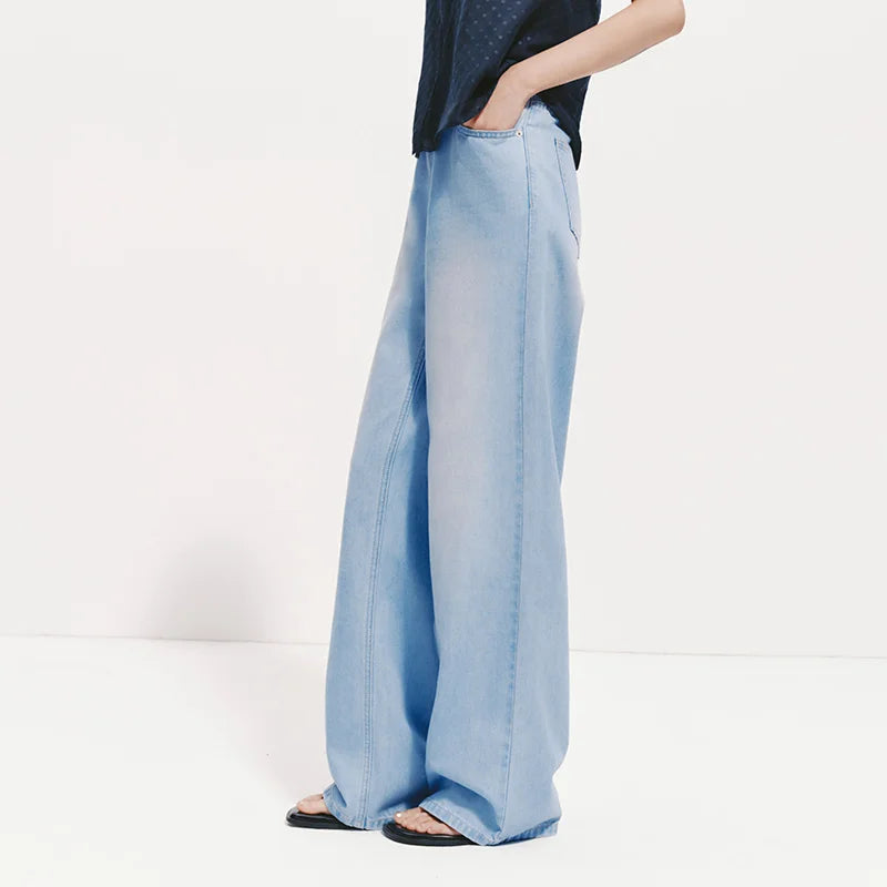 Semir Women Pants Denim Cool Feeling Antibacterial Wide Leg Leg Lengthening Trendy Floor Length 2026 Summer Top