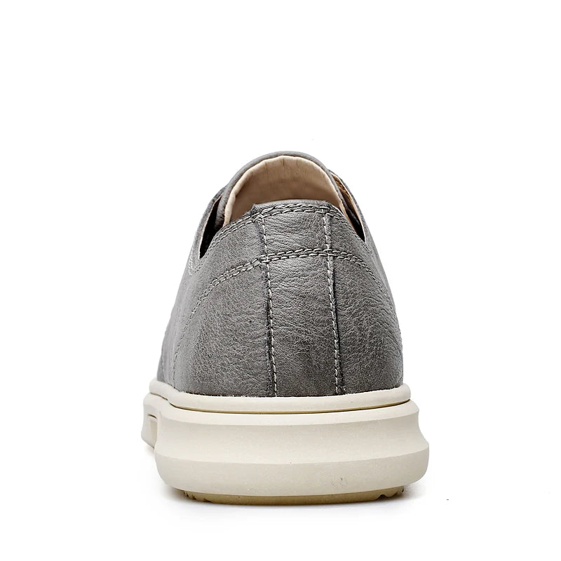 Spring Autumn Mens Korean Style Leather Casual Shoes Men Lace Up Flat Shoes Comfortable