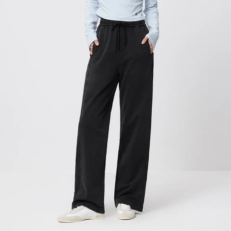 Semir Vintage Pants Women Spring Distressed Cotton Split Design Leg Lengthening Retro Slouchy Street Wide Leg Trousers