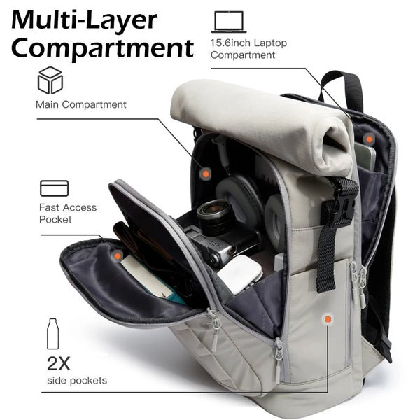 BANGE New Men Casual Waterproof Backpack Fits 15.6 inch Laptop Expandable Urban Travelling School Backpack Daily Splashproof Bag