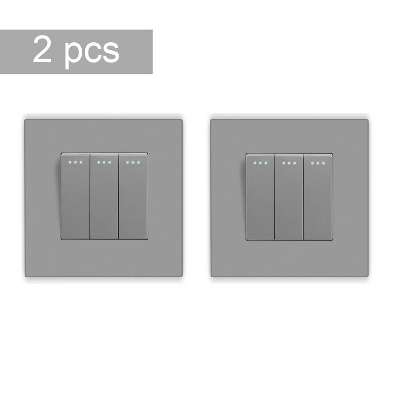 BSEED 2Packs Button Light Switch 1/2/3Gang 2Way Wall Light Switch Plastic Frame Switch On Off For Stairs 10A 250V