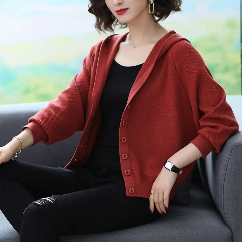 Knitted Cardigan Top Loose Fitting Sweater Jacket Spring Autumn Womens Clothing Korean Version Hoodie Warm Knitwears Coat