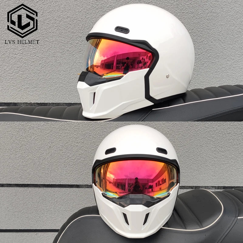 LVS-601 motorcycle retro helmet modular detachable combination full helmet semi covered pilot helmet off-road helmet DOT