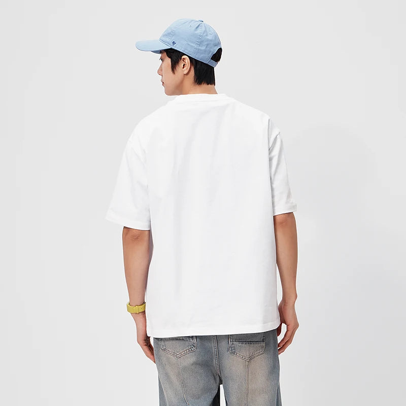 Semir Mens Tshirt 2026 Cute Animal Sticker Printed Knitted Trendy Loose Crew Neck Casual