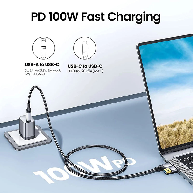 ORICO 2 In 1 40Gbps USB C Cable PD100W Fast Charger Cord 8K @60Hz HD USB 3.0 to USB C Cable for Macbook Thunderbolt 4 PS4