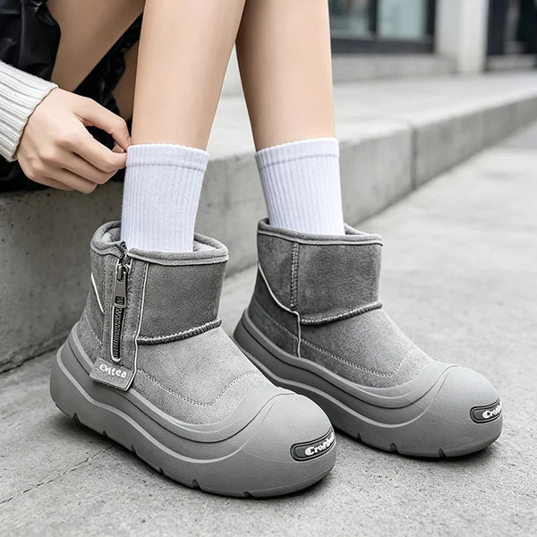 Men women's padded casual snow boots winter new warm plush high-top cotton boots couples outdoor non-slip comfort walking boots