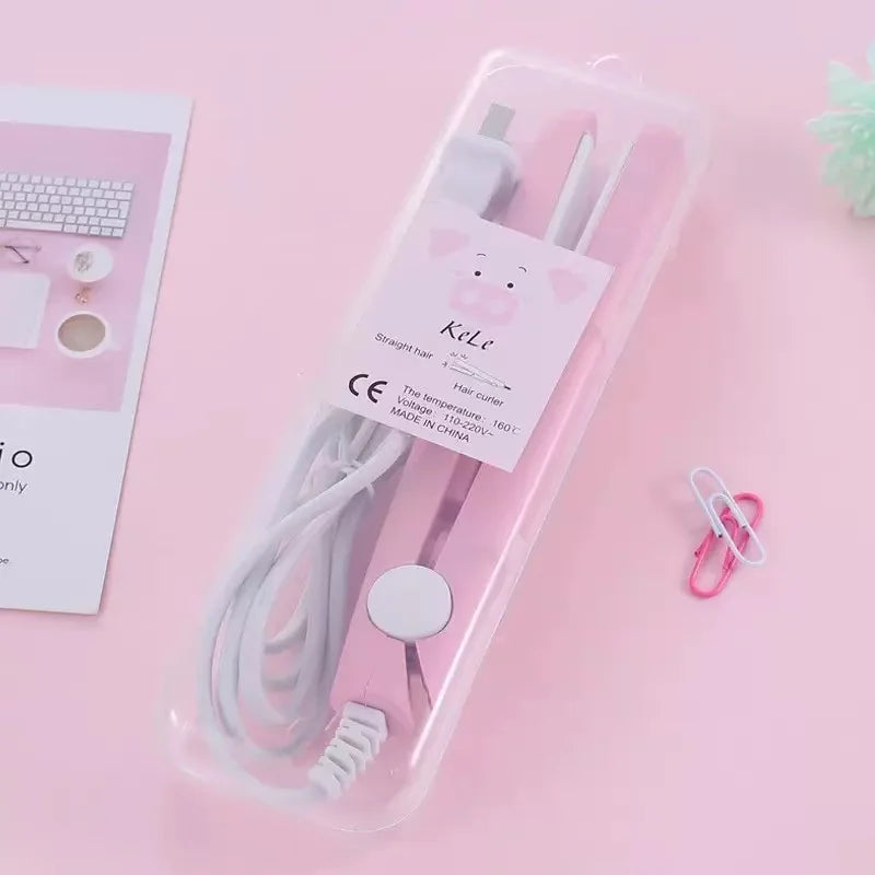 Portable Mini Flat Iron Dual Use Hair Straightener Curler Travel Bangs Styling Hair Tool