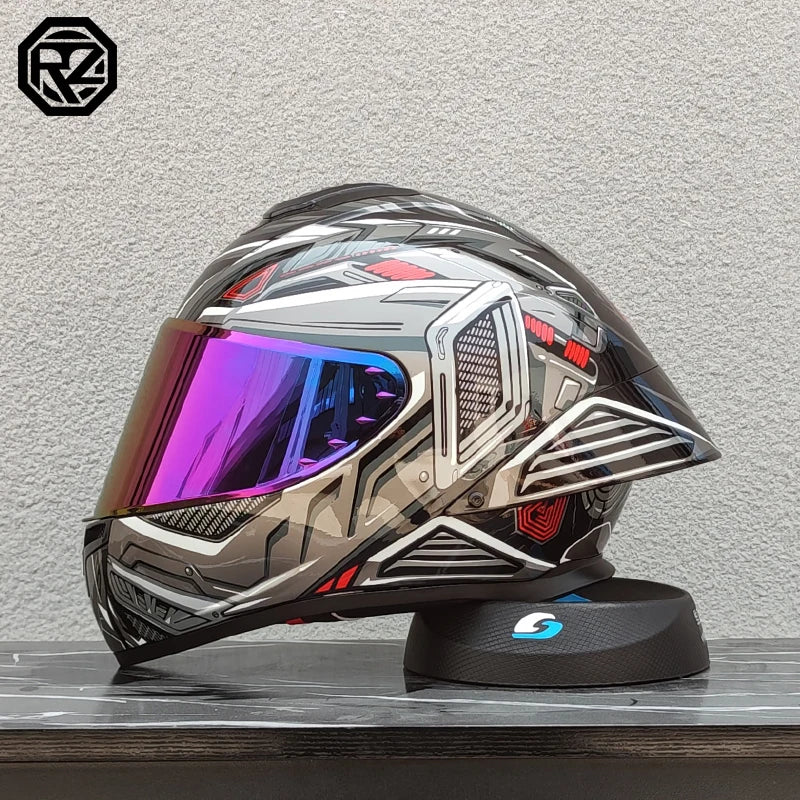 ORZ Motorcycle helmet, men's and women's dual lens full face helmet, motorcycle sports car, all season full face helmet