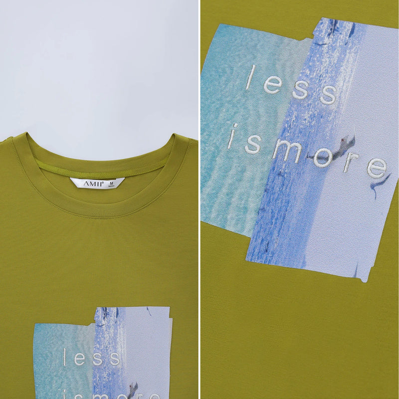Amii Women's Tee Shirt 2026 Summer New O-Neck Printed Embroidered Cotton T-shirt Drop Shoulder Short Sleeve Elastic Top 12642009