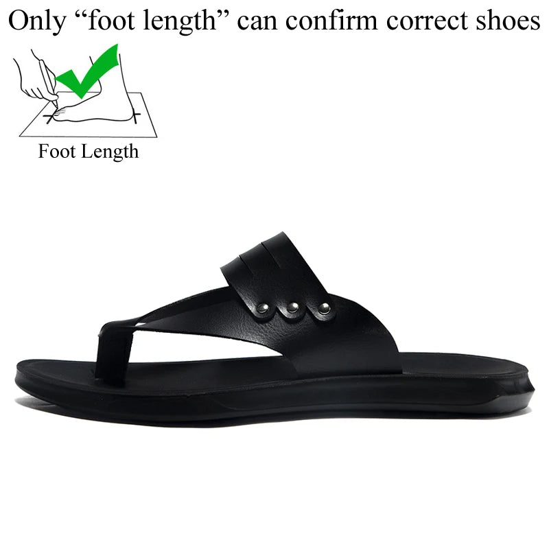 Summer Men Casual PU Leather Flip Flops Slippers Flat Outside Slipper 46 47 Chanclas Hombre Dropshipping