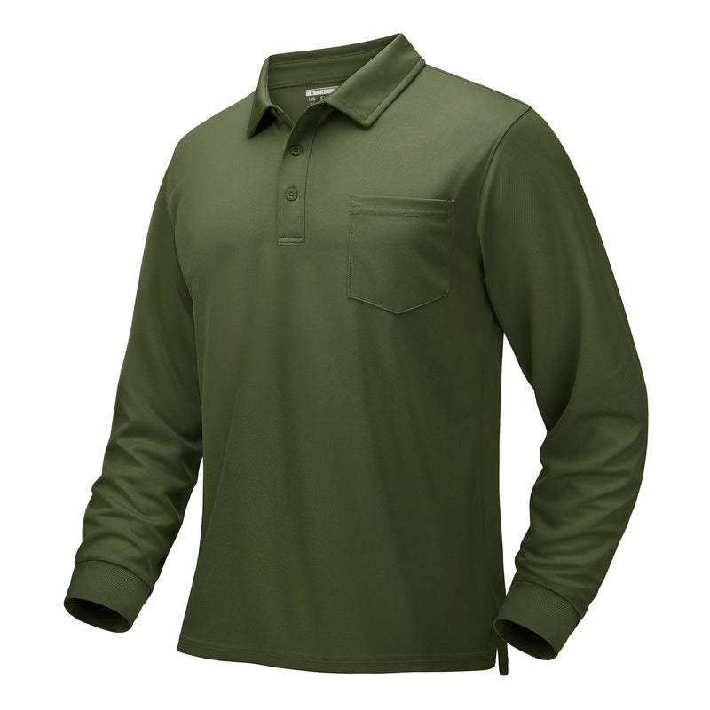 TACVASEN Mens Work Polo Shirts Chest Pocket Casual Polo Shirt Lightweight Breathable Performance Outdoor Golf Polo Tee Tops