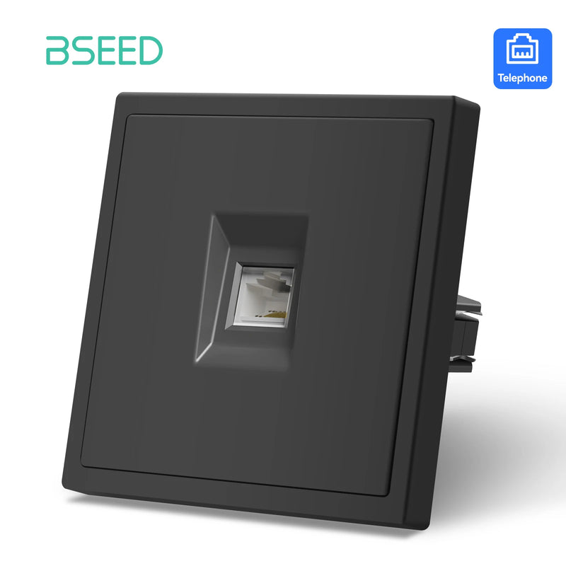 BSEED EU Standrad Wall Power Socket TV Plug RJ45 Internet Socket Satellite Outlet Glass Panel TV Telephone Computer