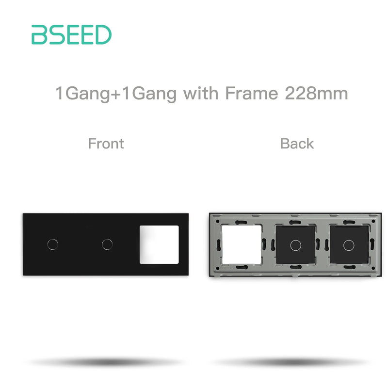 BSEED EU Standard Touch Light Switch Panel With Wall Socket Frames 228mm Metal Base Included Glass Frame Without Switch Part