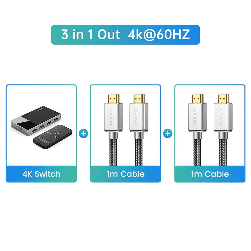 ORICO HDMI-compatible 2.0 Switch 5 In 1 Out 4k@60HZ Switcher Converter for TV PS5 Xbox PC Fire Stick With IR Remote Control