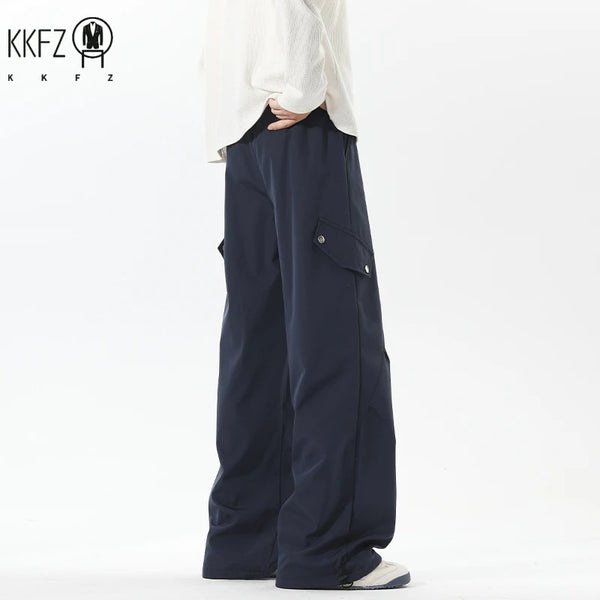 Male Streetwear Cargo Pants Elastic Waistband Drawstring Closure Adjustable Hem Cuffs For Outdoor Activities And Daily Dressing