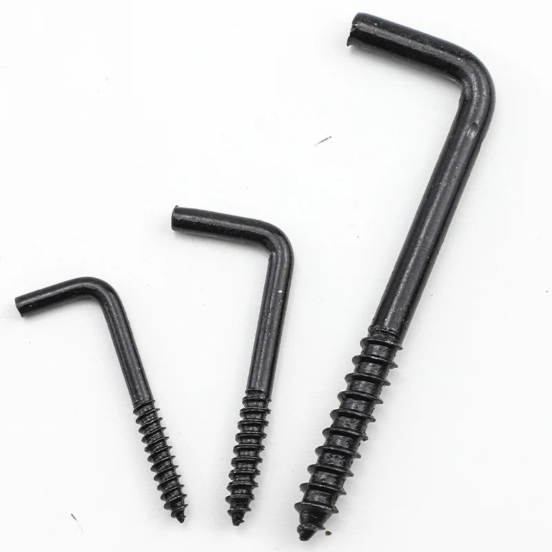10/20pcs L Shaped Hooks Screw in Ceiling Hooks M2.4 M2.5 M2.8 M3.4 M3.7 M3.8 M4.7 Black 7 Shape Right Angle Hooks