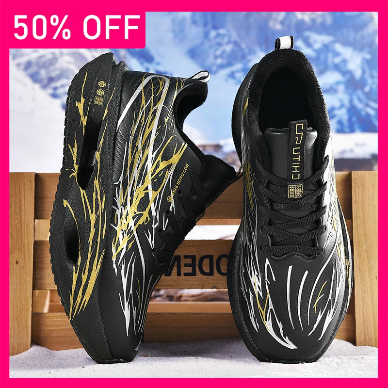 Unisex Sports Shoes Hollow Soft Sole Anti Slip Road Professional Training Shoes New Short Plush Comfortable Winter Running Shoes