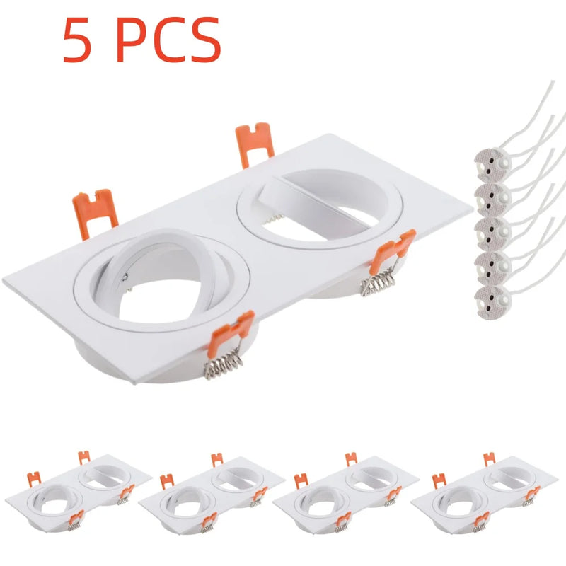 5pcs Square Recessed Spot Led Double Heads Frame GU10 MR16 Lamp Holder LED Down Light for Home Indoor Lighting Fixture
