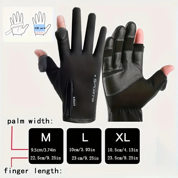 WRELS  Autumn Winter Warm Cycling Gloves Windproof Skiing Fish Touch Screen 2 Finger Flip Waterproof Thermal Anti-slip Gloves