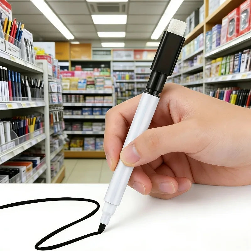 5/10pcs Erasable Whiteboard Marker Pens with Built-In Eraser - Non-Toxic Suitable for Whiteboard, Panels, Plastic Boards.