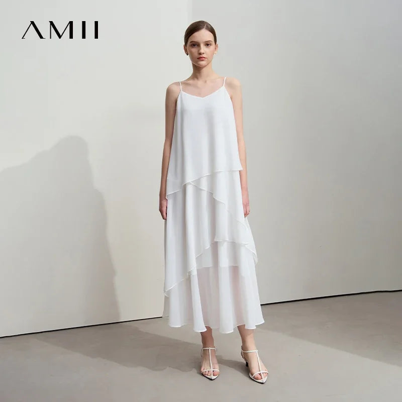 រ៉ូបវែង Amii Minimalist សម្រាប់នារី រដូវស្លឹកឈើជ្រុះឆ្នាំ ២០២៥ រ៉ូបថ្មីស្រឡាង សុភាពរាបសារ រលុង ឆើតឆាយ សំពត់ព្យួរ 12541155