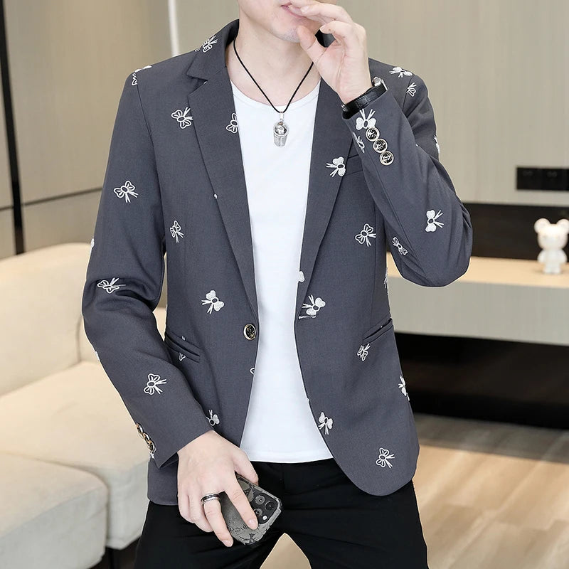 2026 New Men's Suit Jacket, Black Boys' Long-sleeve V-neck Coat, Asian Sizes M-3XL. Gray, Blue, or White Blazers Available