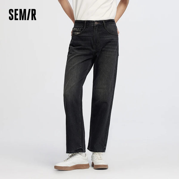 ខោខូវប៊យបុរស Semir បែប Retro លាងសម្អាតរលុងត្រង់ ទន់ ប្រើប្រាស់បានយូរ ខោ Denim ធម្មតា រចនាប័ទ្មរដូវស្លឹកឈើជ្រុះ ខោវែងសម្រាប់ពាក់ក្រៅផ្ទះ 2026