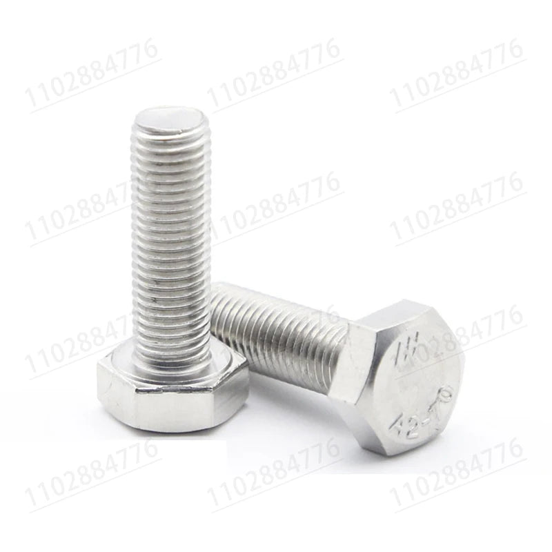 DIVEDEER 10PC/20PC M4 M5 M6 M8 A2-70 304 Stainless Steel Metric Thread DIN933 Hex Bolt External Hexagon Head Screw L=6-100mm