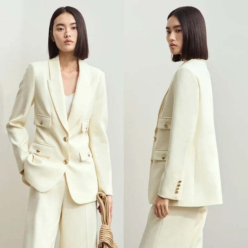 អាវធំ Amii Minimalist សម្រាប់ស្ត្រីរដូវស្លឹកឈើជ្រុះឆ្នាំ ២០២៤ សម្លៀកបំពាក់បែប Vintage Buttons Up Coat Basics អាវធំដៃវែងសម្រាប់ការិយាល័យ 12453051